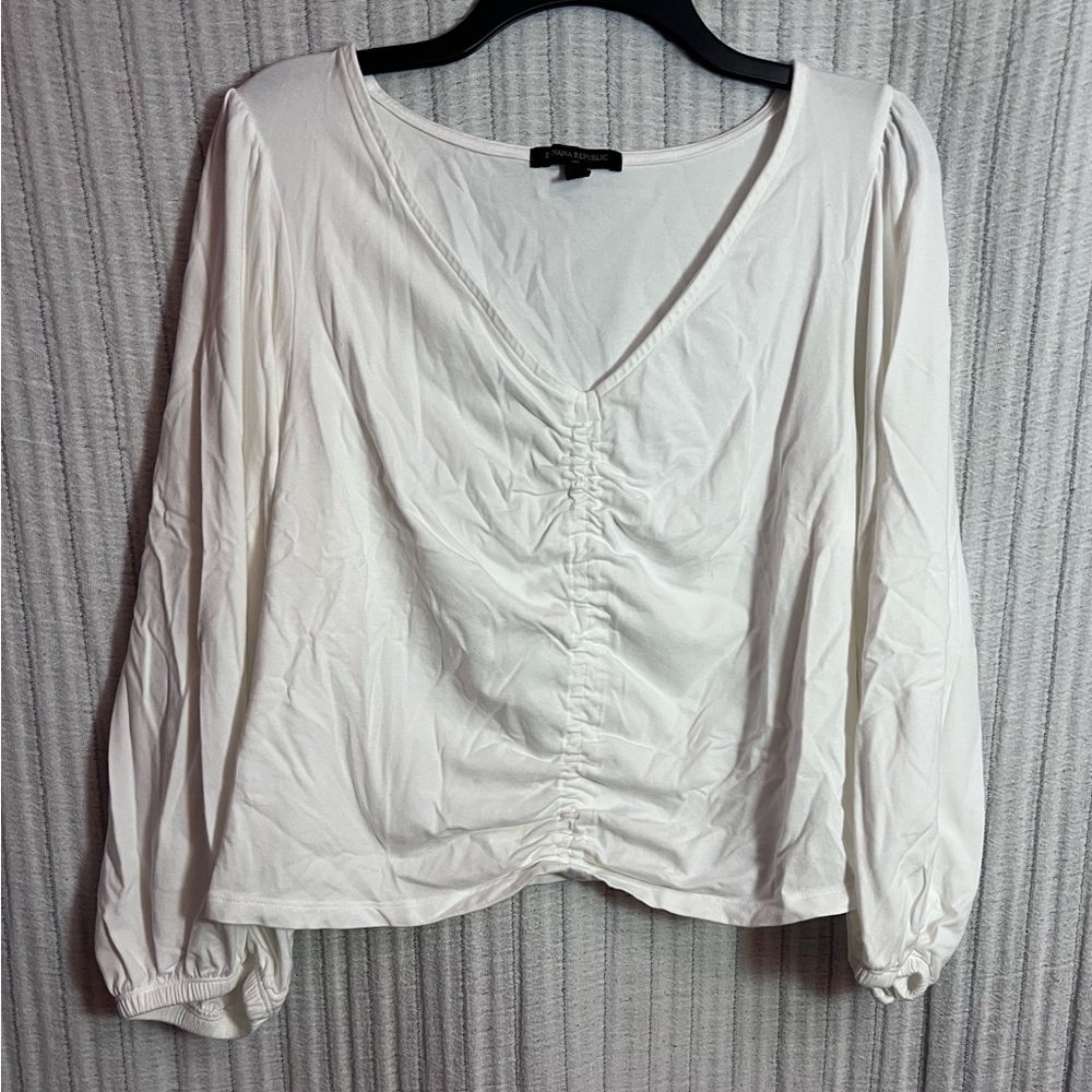 Banana Republic Cream Ruched Blouse